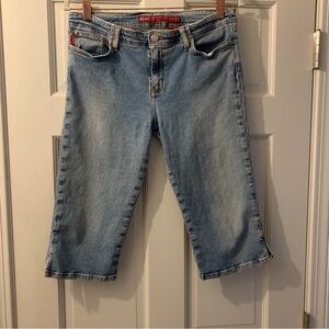 Vintage 90s y2k Bongo Mid Rise Capris Jeans Women JR 13 LOGO Light Wash Waist 30